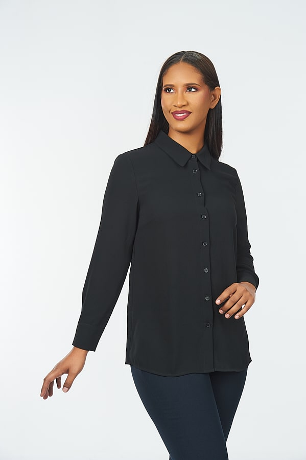 womens-solid-colour-long-sleeve-shirt-black-side-JK-min